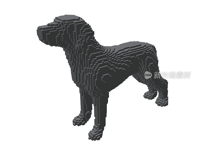 由立方体制成的Braco Dog。体素的艺术。未来的概念。3 d矢量插图。